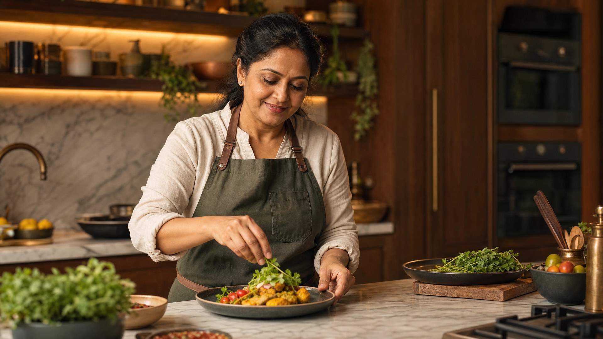 In-home chef preparing a gourmet meal for a Pinch client